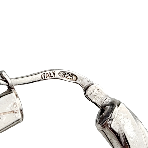 925 Sterling Silver Hoops Earrings Marked Italy - Picture 3 of 3